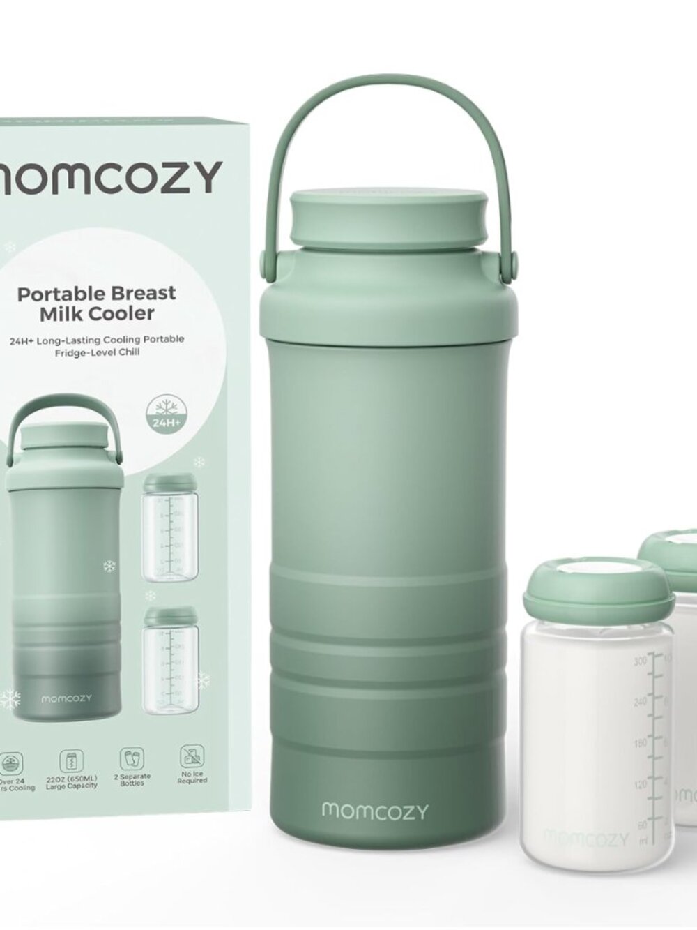 Momcozy Portable Breast Milk Cooler Bottle - Sage Green